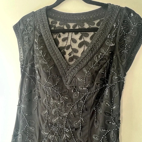 Sue Wong size 2 sequin art deco sheer back wedding guest formal midi dress - Picture 2 of 10